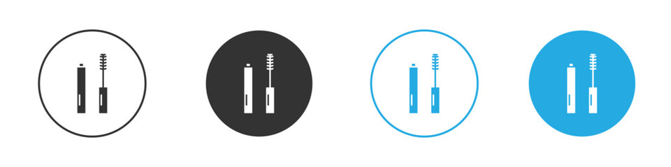 Mascara Icons in Circular Frames Isolated on White Background