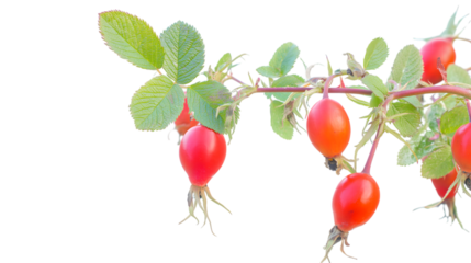  vibrant branch of rosehips isolated on white background