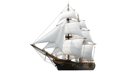Majestic Sailing Ship Full Sail Black Background