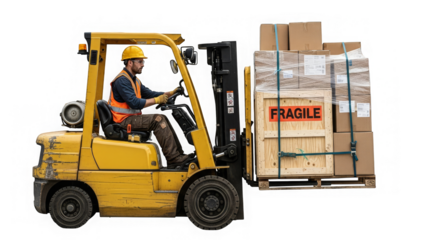 Forklift Driver Moving Fragile Cargo