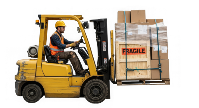 Forklift Driver Moving Fragile Cargo