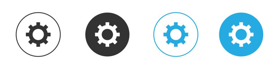Gear Icons in Variations Isolated on White Background