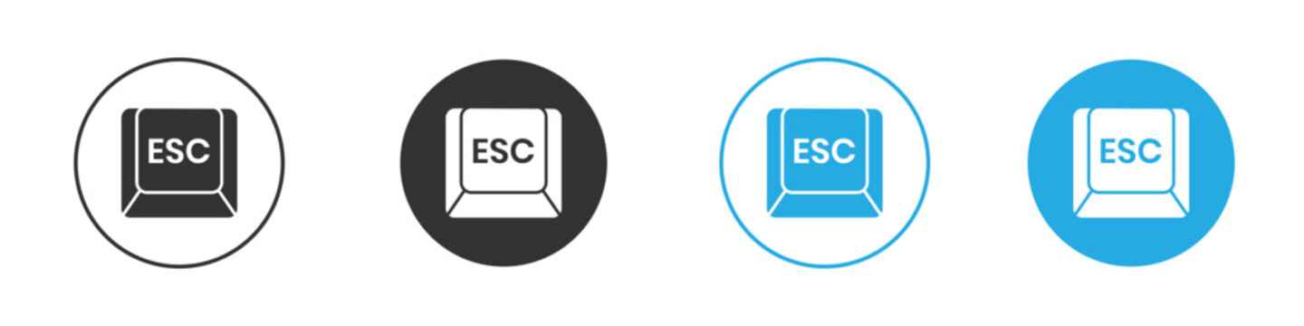 ESC Key Icon in Variations with Solid Backgrounds