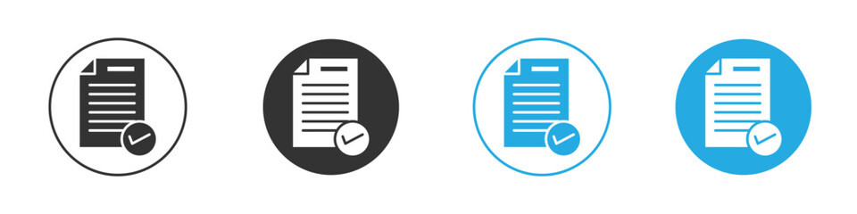 Document Icon with Checkmark in Circle, Isolated on White Background