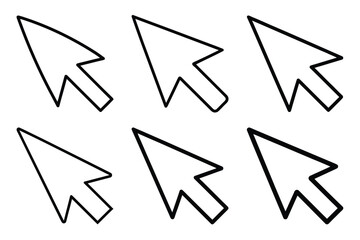 set of black cursor arrows on a white background pointer computer