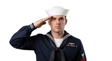 Sailor Saluting In Navy Uniform