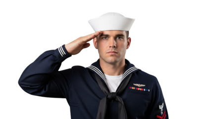 Sailor Saluting In Navy Uniform