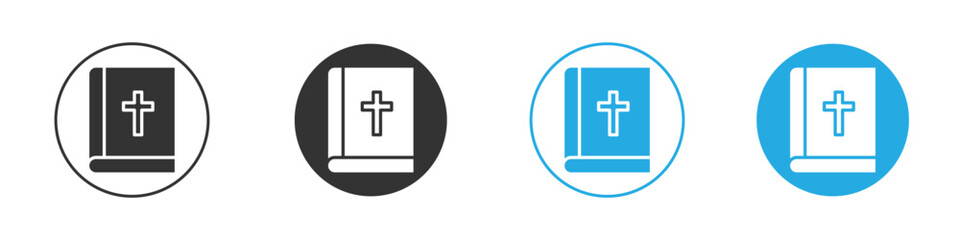 Bible Icon in Circle Variations Isolated on White Background