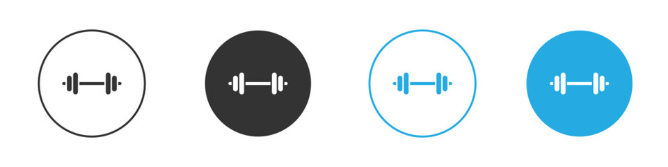 Dumbbell Icon in Circle Variations Isolated on White Background