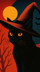 Obraz premium Mystical cat under moonlight.