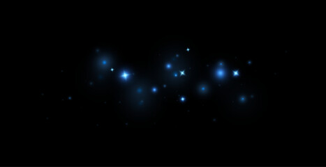 Bright blue sparkling particles. Background decoration.	