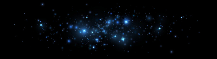 A sparkling blue light background. Sparkling particles with blue glow, glitter, magic dust, futuristic neon graphics, technological texture, luxurious festive overlay, transparent abstract effect.