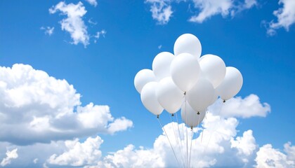 青空に風船を飛ばす写真