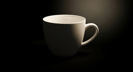 Obraz premium White coffee cup mug drink beverage hot tea caffeine dark background studio shot porcelain ceramic simple