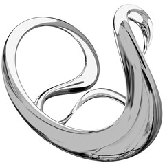 3D Chrome Metallic Abstract Shape Objects, 3d rendering aluminum gradient shape design element, futuristic, shiny design
