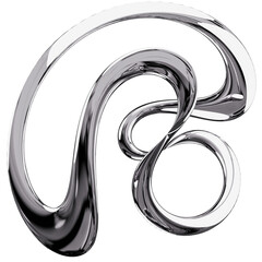 3D Chrome Metallic Abstract Shape Objects, 3d rendering aluminum gradient shape design element, futuristic, shiny design
