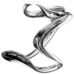 3D Chrome Metallic Abstract Shape Objects, 3d rendering aluminum gradient shape design element, futuristic, shiny design
