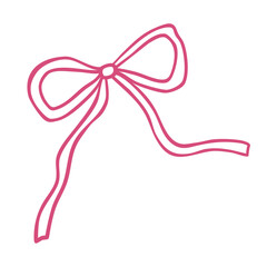 Cute Bow with ribbon isolated on white. Perfect for decoration of handicrafts, delicate brand, wedding invitations