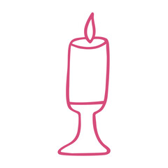 Aesthetic candle on the candlestick. Vector graphic element for wedding design or for interior design