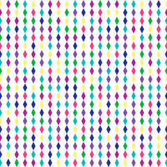 Raster illustration. Colorful tiny diamonds vertical stripes seamless repeat pattern. Best for home decor, kids wear and textiles.
