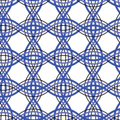 Vector illustration. Royal blue wavy lines geometric mesh seamless repeat pattern. Best for wallpaper, home decor and packaging.