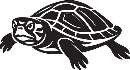 Sea turtle stylized vector black and white, Marine turtle silhouette graphic illustration