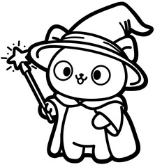 cute wizard cat - layered cut file - fantasy clipart