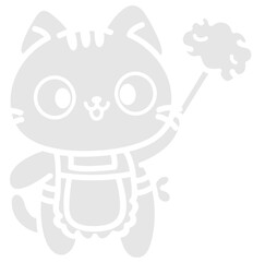 cute cat doing chores - layered cut file - animal clipart