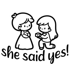 chibi lgbtq couple proposal - layered cut file - love sticker