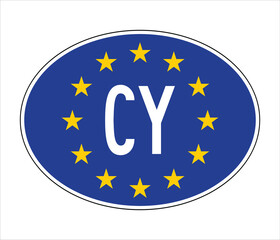 Cyprus EU Car Sticker – CY Code with European Union Stars