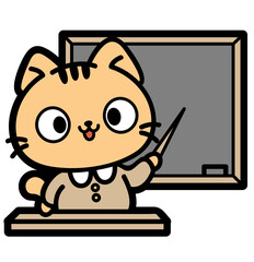 cute cartoon teacher cat - layered cut file - school sticker