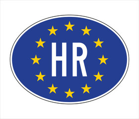 Croatia EU Car Sticker – HR Code with European Union Stars