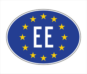 Estonia EU-Style Car Sticker – EE Code with European Union Stars