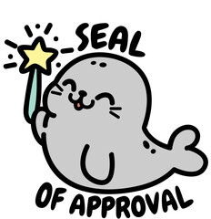 cute seal of approval - layered cut file - funny animal clip art