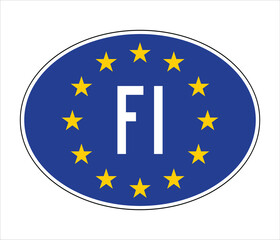 Finland EU-Style Car Sticker &ndash; FI Code with European Union Stars