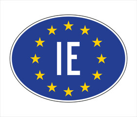 Ireland EU-Style Car Sticker – IE Code with European Union Stars
