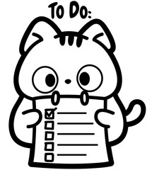 cute chubby cat to do list - layered cut file - organization clip art