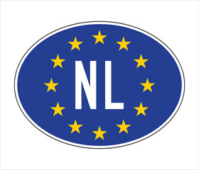 Netherlands EU-Style Car Sticker – NL Code with European Union Stars