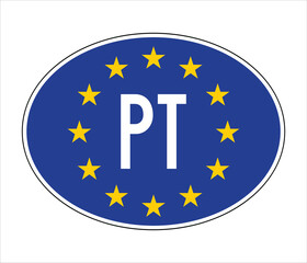 Portugal EU-Style Car Sticker – PT Code with European Union Stars