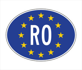 Romania EU-Style Car Sticker – RO Code with European Union Stars