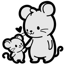 cute mom and son mouse - layered cut file - animal clipart