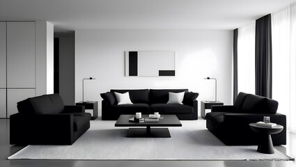 Bold Minimalism – Monochrome Furniture Composition
