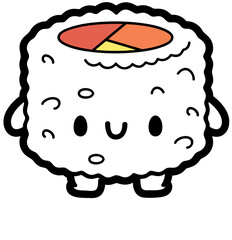 chibi sushi uramaki - layered cut file - food clip art
