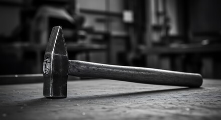 Close-up Black and White Shot of a Claw Hammer on a Textured Surface