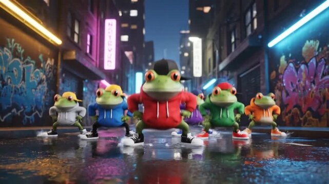 urban frog crew streetwear night city alley graffiti