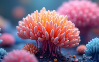 Surreal 3D Illustration of Colorful Cladosporium Hyphal Structures. High quality