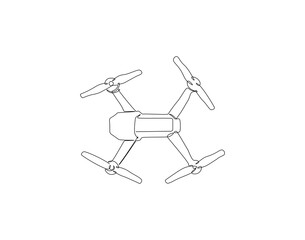 Drone continuous line. Continuous one line drawing of quadcopter camera. Modern air technology for photography concept concept. Single line drawing