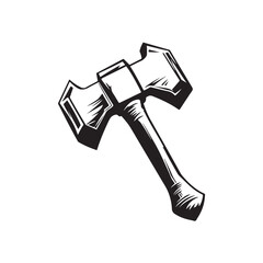 Vector illustration of a classic axe with a traditional design, featuring detailed sharp blade and wooden handle.