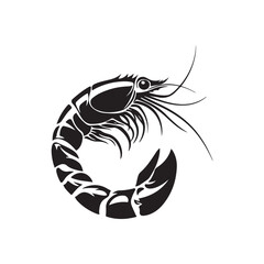 Shrimp vector illustration with artistic details, suitable for seafood menu designs, restaurant logos, seafood packaging, culinary posters, and marine-themed graphic elements
