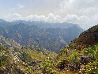 Panoramic view of Anaga mountains from Chinamada viewpoint Tenerife,Canary Islands,Spain.Travel concept.